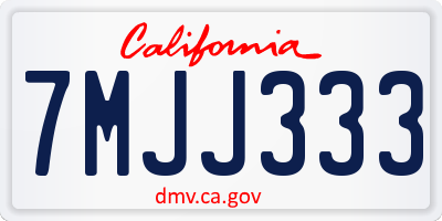 CA license plate 7MJJ333