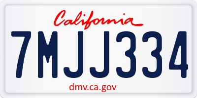 CA license plate 7MJJ334