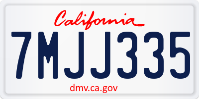 CA license plate 7MJJ335