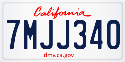 CA license plate 7MJJ340