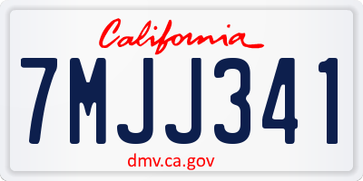 CA license plate 7MJJ341