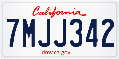 CA license plate 7MJJ342