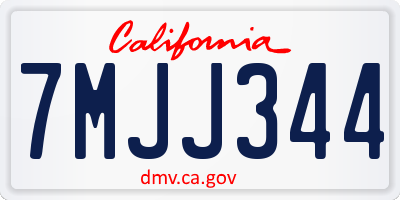 CA license plate 7MJJ344