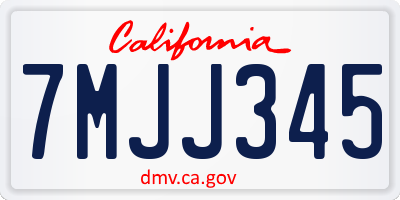 CA license plate 7MJJ345