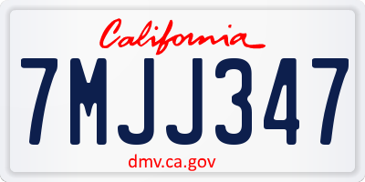 CA license plate 7MJJ347