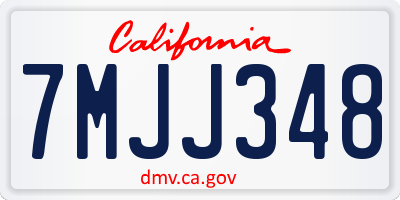 CA license plate 7MJJ348