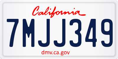 CA license plate 7MJJ349