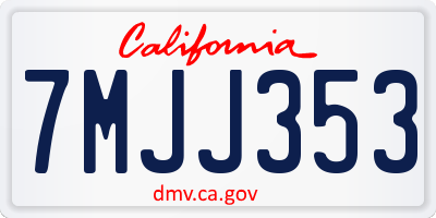 CA license plate 7MJJ353