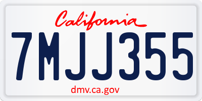 CA license plate 7MJJ355