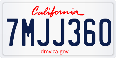 CA license plate 7MJJ360