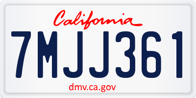 CA license plate 7MJJ361