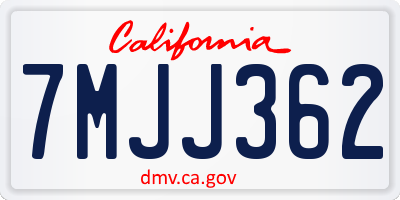 CA license plate 7MJJ362