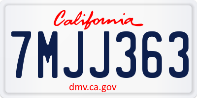 CA license plate 7MJJ363