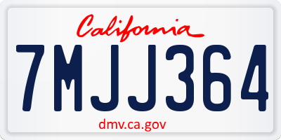 CA license plate 7MJJ364