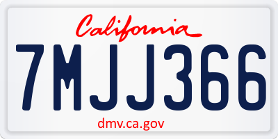 CA license plate 7MJJ366