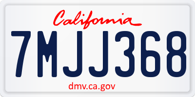 CA license plate 7MJJ368