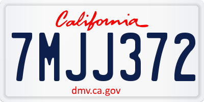 CA license plate 7MJJ372