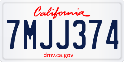 CA license plate 7MJJ374