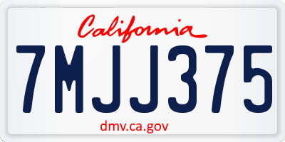 CA license plate 7MJJ375