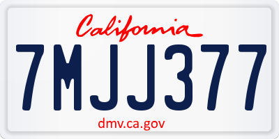 CA license plate 7MJJ377