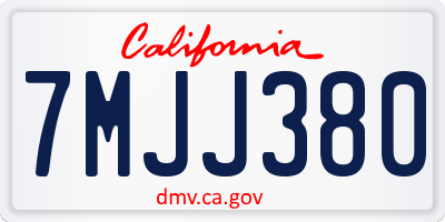 CA license plate 7MJJ380
