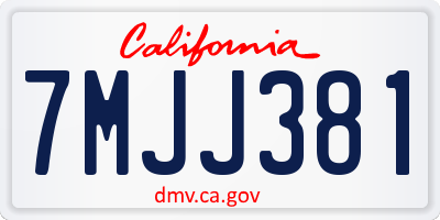 CA license plate 7MJJ381