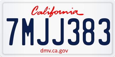 CA license plate 7MJJ383