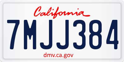 CA license plate 7MJJ384