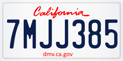 CA license plate 7MJJ385
