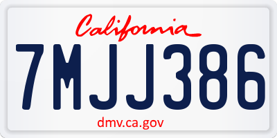 CA license plate 7MJJ386