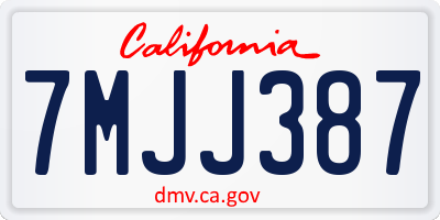 CA license plate 7MJJ387