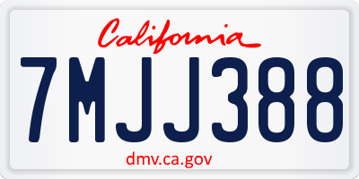 CA license plate 7MJJ388