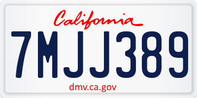 CA license plate 7MJJ389