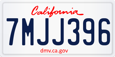 CA license plate 7MJJ396