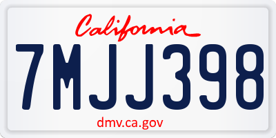 CA license plate 7MJJ398