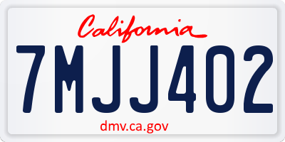 CA license plate 7MJJ402