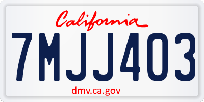 CA license plate 7MJJ403