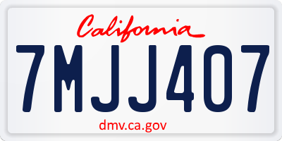CA license plate 7MJJ407