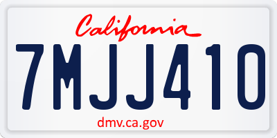 CA license plate 7MJJ410