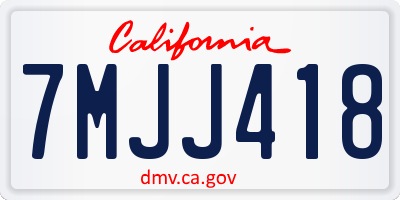 CA license plate 7MJJ418