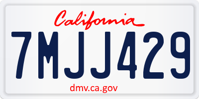 CA license plate 7MJJ429