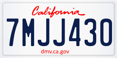 CA license plate 7MJJ430