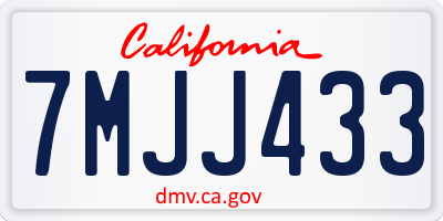 CA license plate 7MJJ433