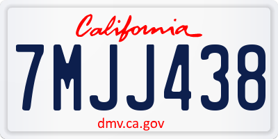 CA license plate 7MJJ438