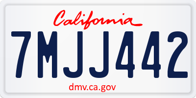 CA license plate 7MJJ442