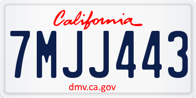 CA license plate 7MJJ443