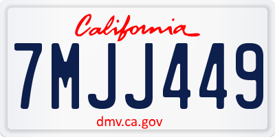 CA license plate 7MJJ449