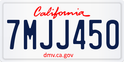 CA license plate 7MJJ450