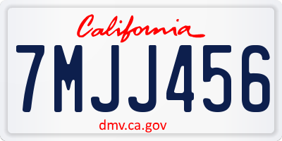 CA license plate 7MJJ456