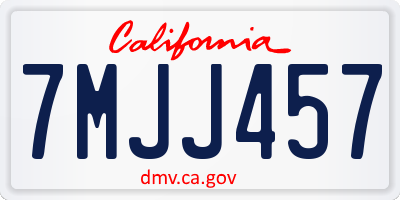 CA license plate 7MJJ457